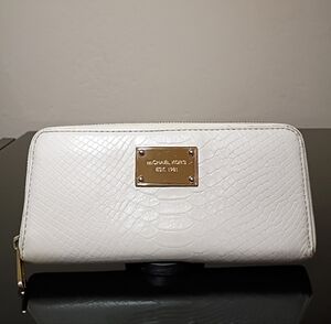 Michael Kors Croc-Embossed White Wallet